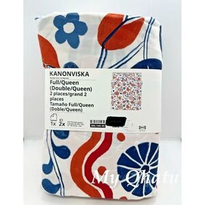 Ikea KANONVISKA Full/Queen Duvet cover + 2 pillowcases white multicolor/floral